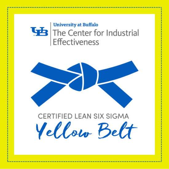 TCIE Logo, Belt Icon, Text "Certified Lean Six Sigma Yellow Belt"