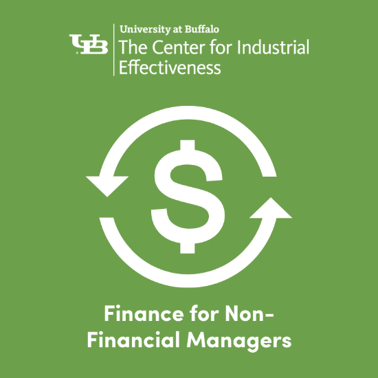UB TCIE logo, dollar sign, title finance for non-financial managers